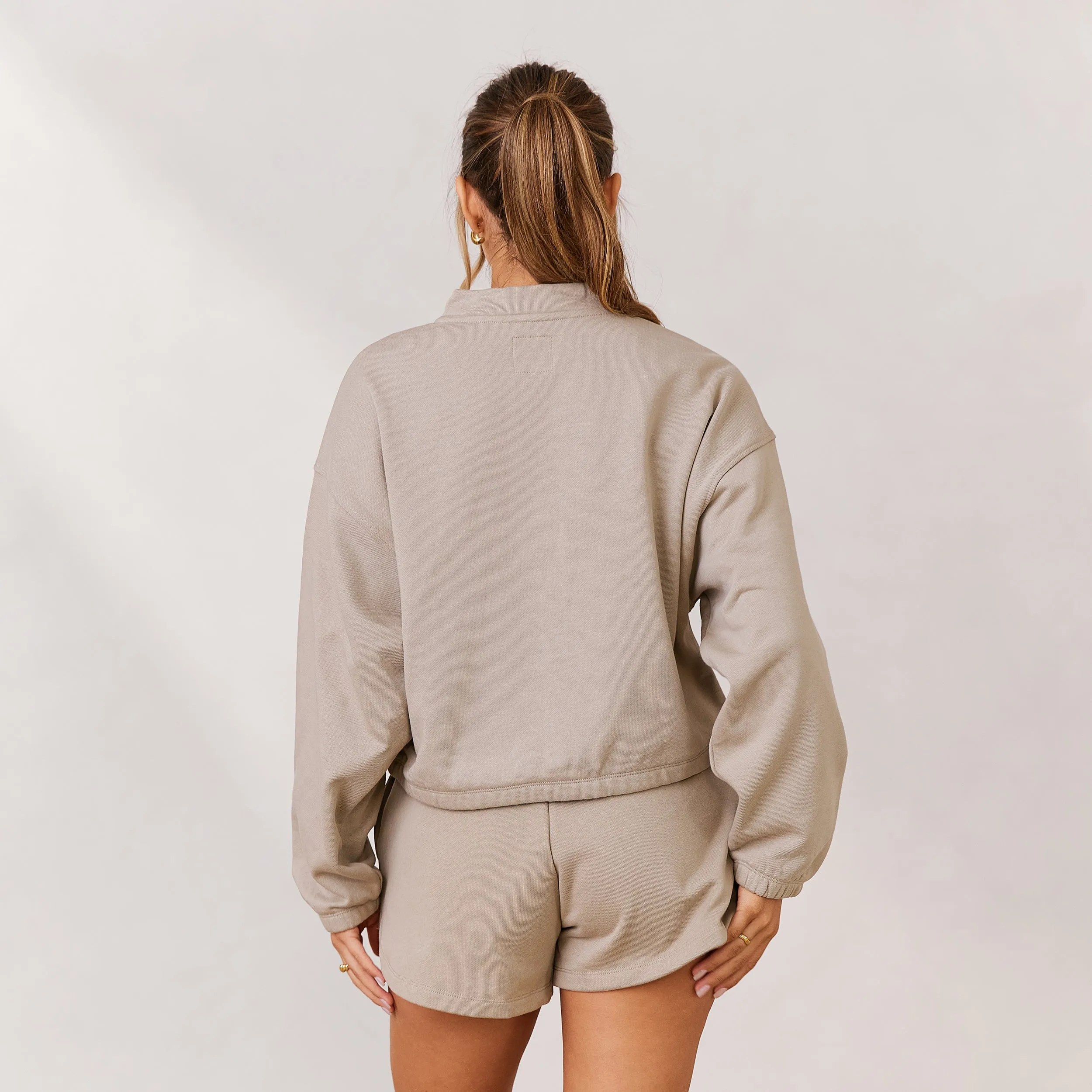 Varsity Quarter Zip Jumper - Oat