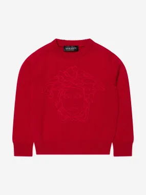 Versace Girls Knitted Medusa Jumper in Red