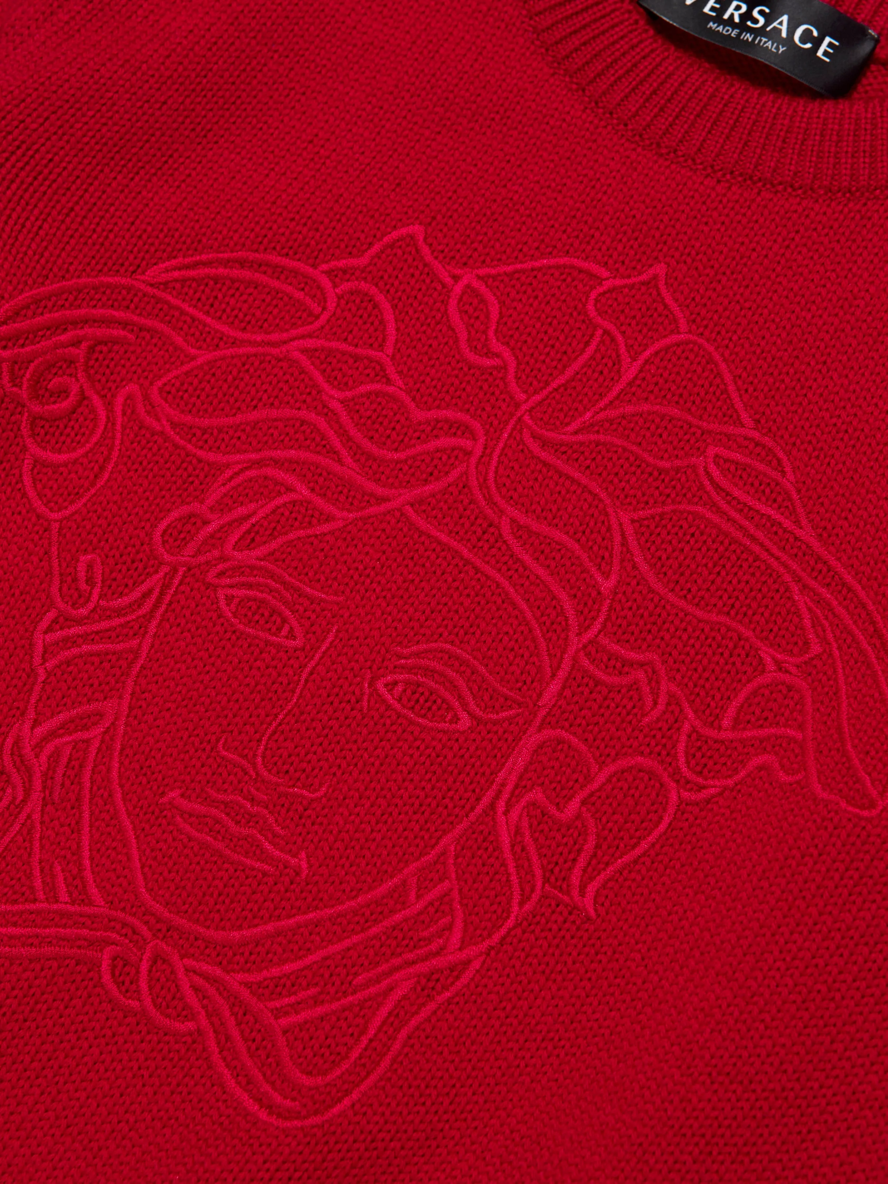 Versace Girls Knitted Medusa Jumper in Red