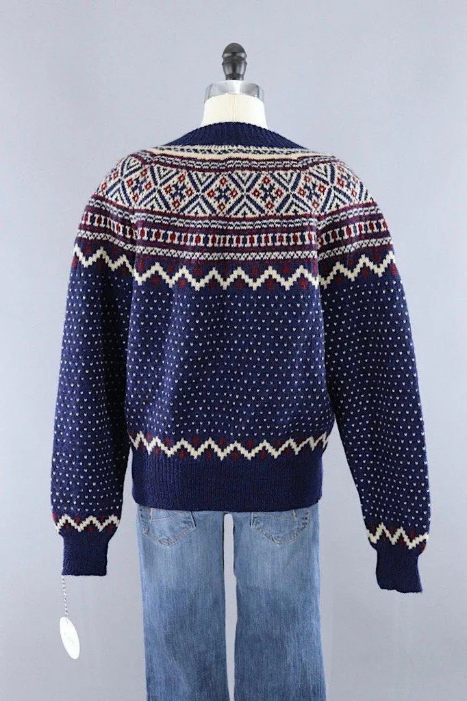 Vintage 1970s Wool Danish Fair Isle Sweater