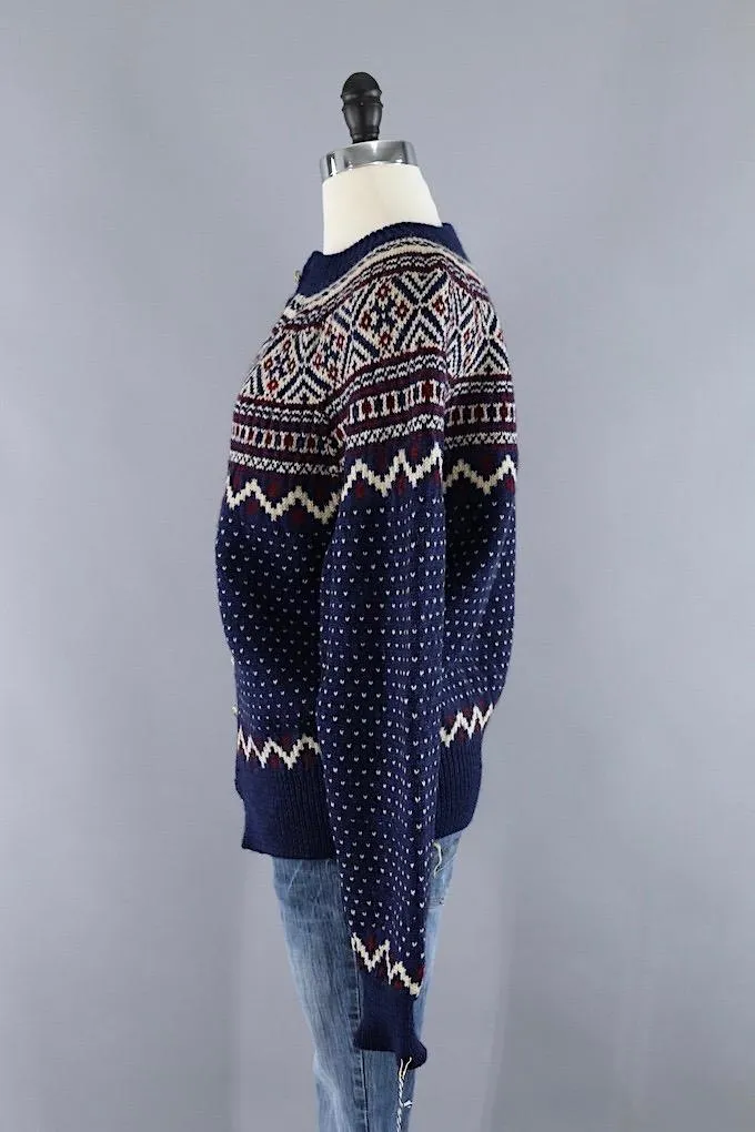 Vintage 1970s Wool Danish Fair Isle Sweater