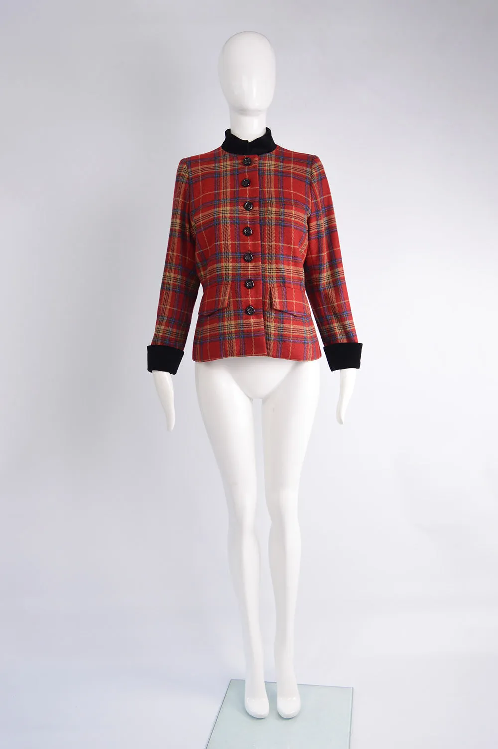 Vintage Red Checked Wool Jacket, 1980s