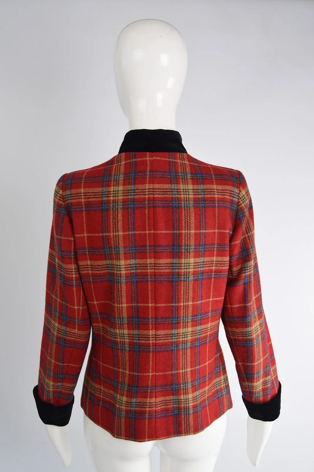 Vintage Red Checked Wool Jacket, 1980s