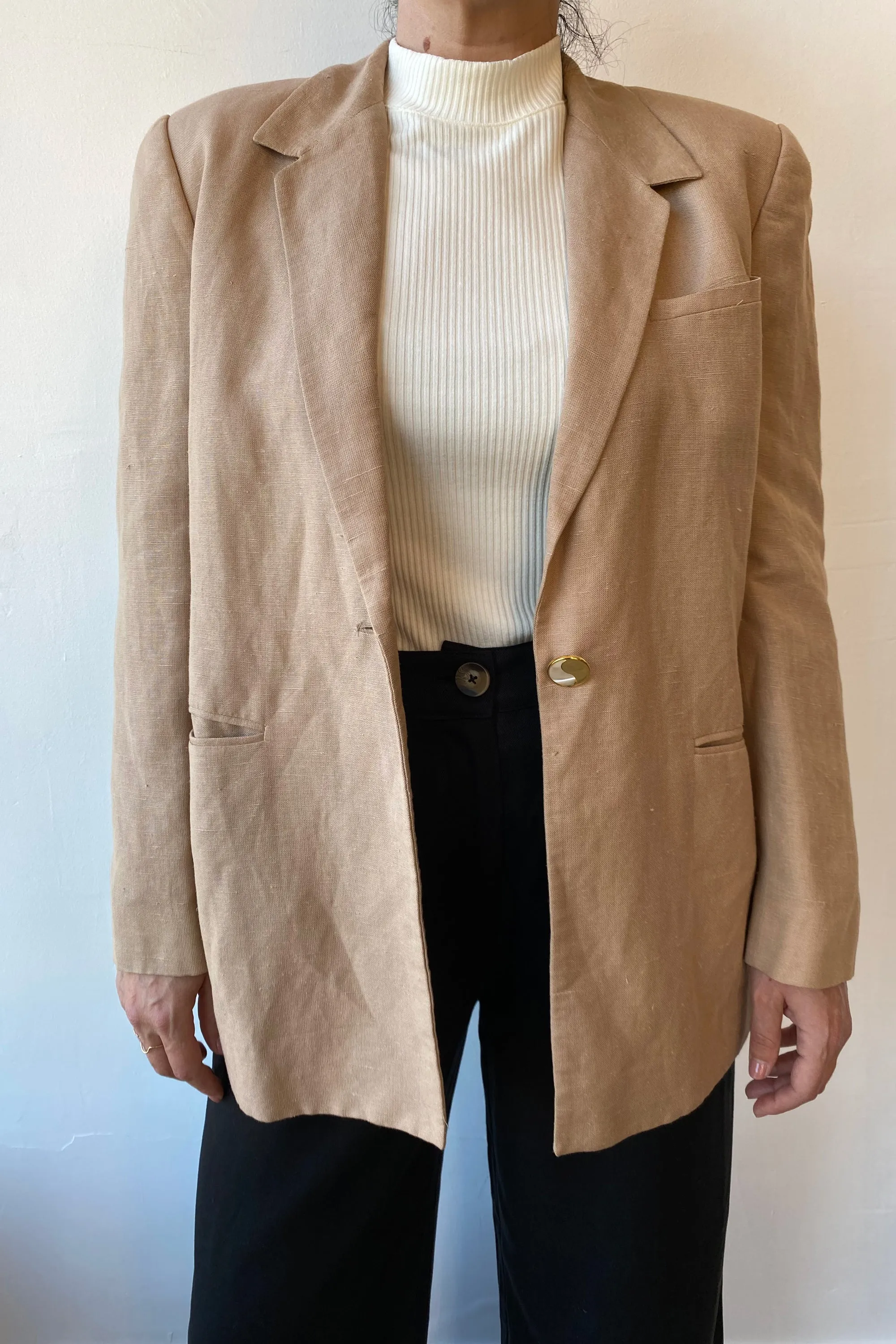 Vintage Taupe Linen Blazer