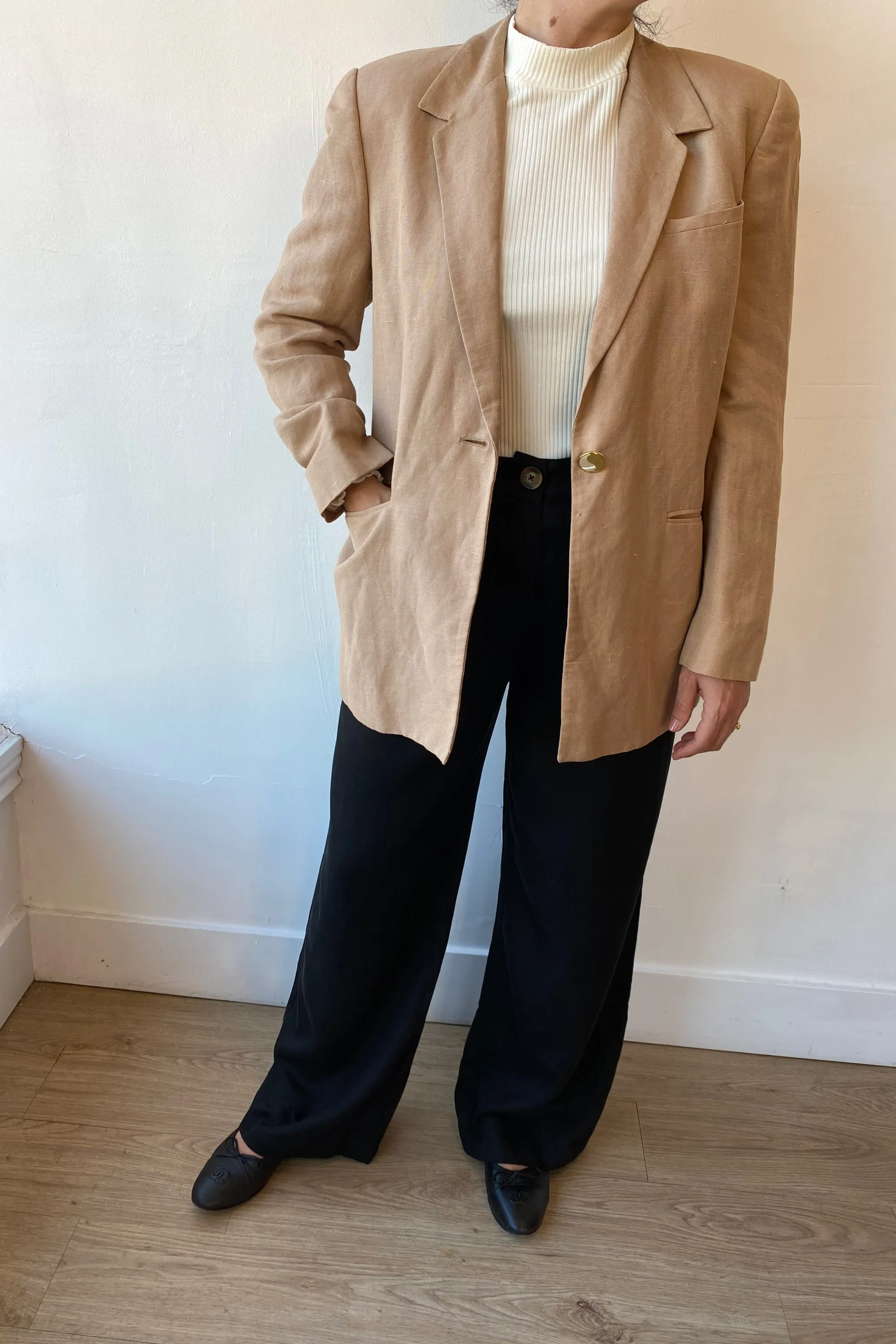 Vintage Taupe Linen Blazer