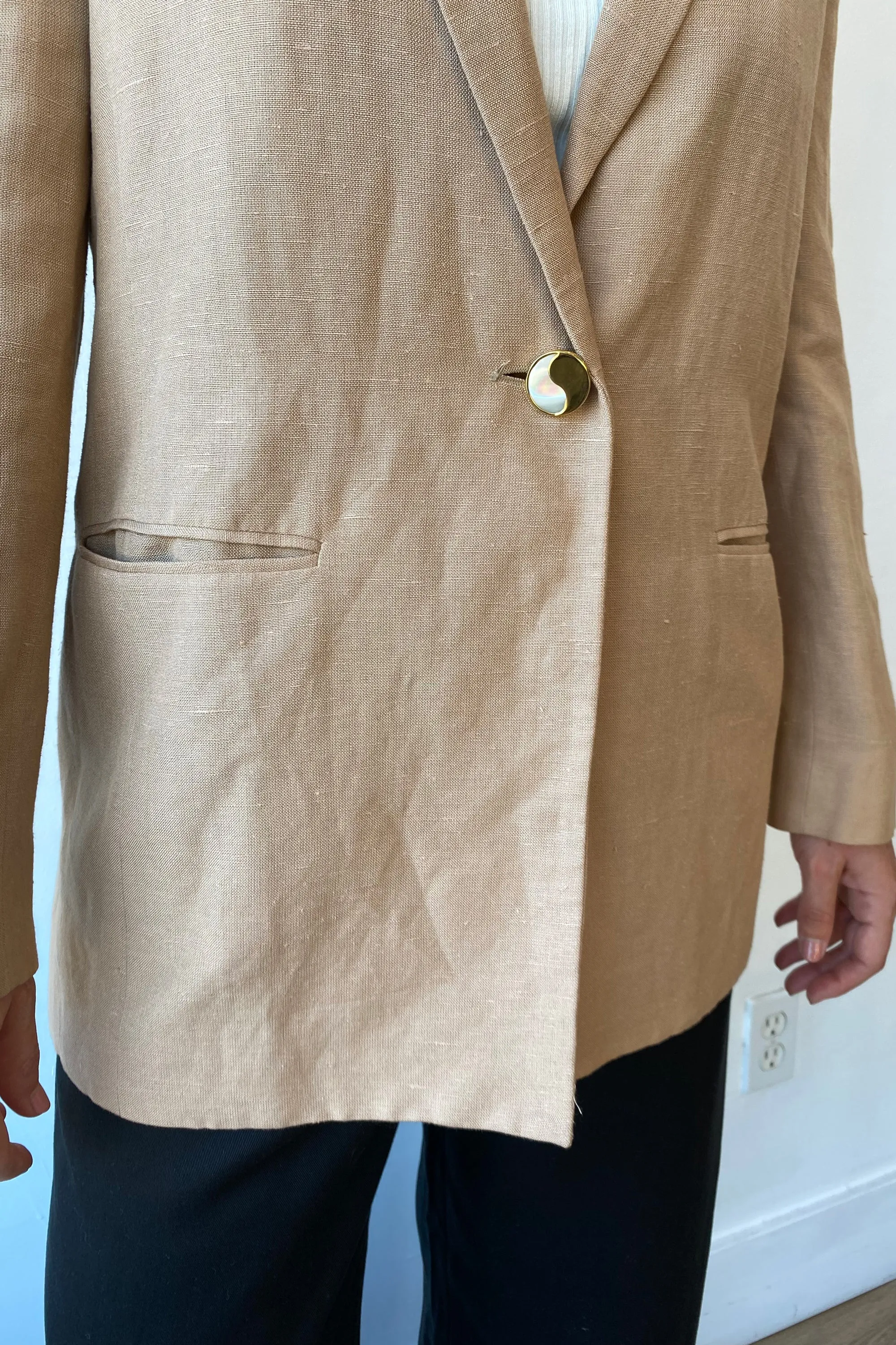 Vintage Taupe Linen Blazer