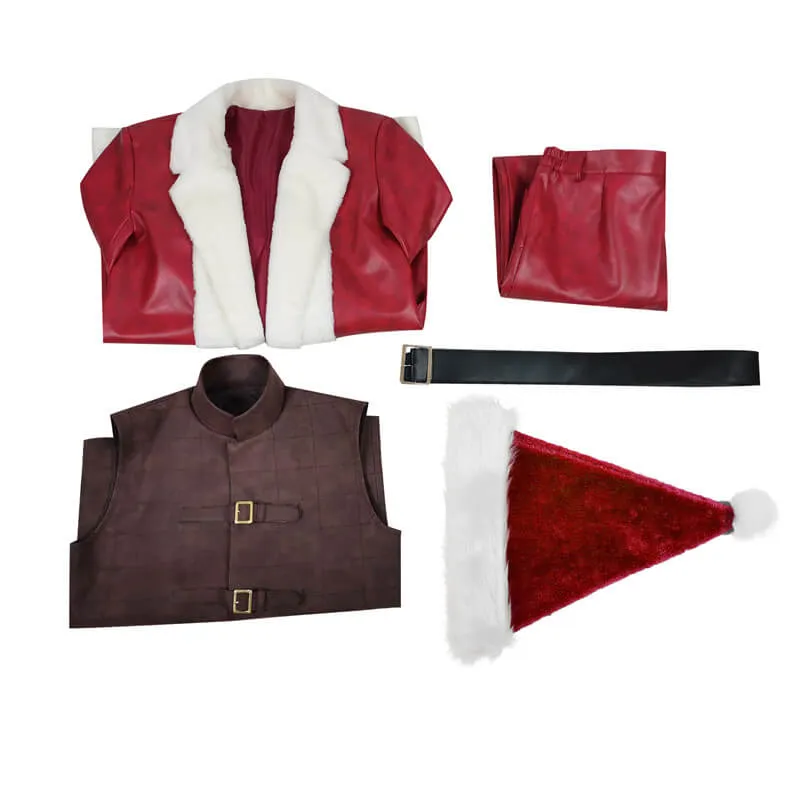 Violent Night Santa Costume Santa Claus Suit Leather Christmas Outfit BEcostume