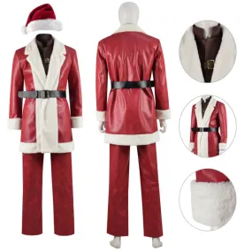 Violent Night Santa Costume Santa Claus Suit Leather Christmas Outfit BEcostume