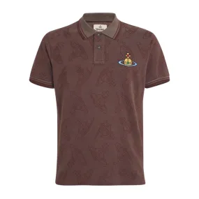 Vivienne Westwood All-Over Orb Logo Khaki/Brown Classic Polo Shirt