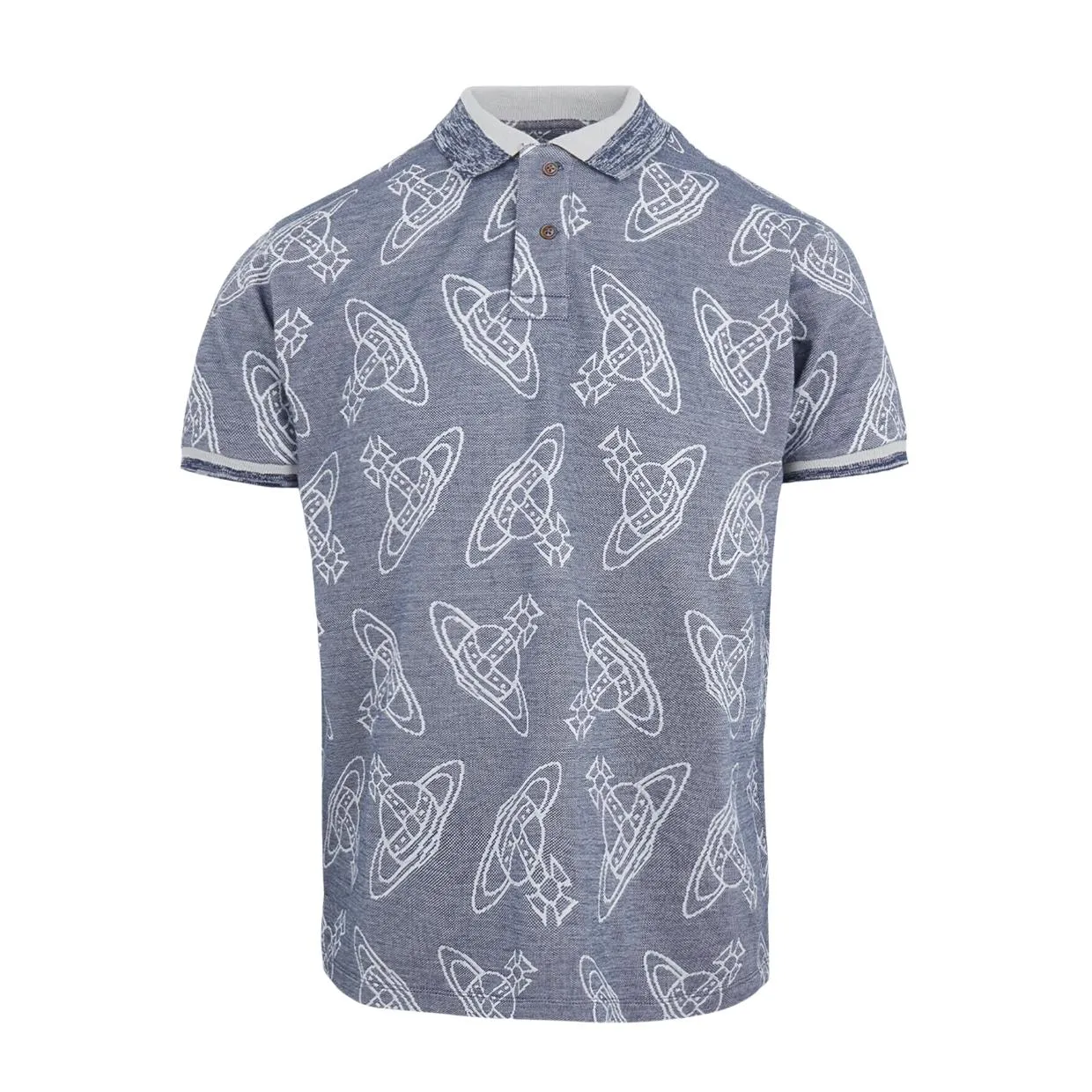 Vivienne Westwood All-Over Orb Pattern Blue Classic Polo Shirt