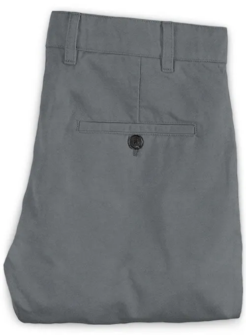 Washed Gray Feather Cotton Canvas Stretch Chino Pants