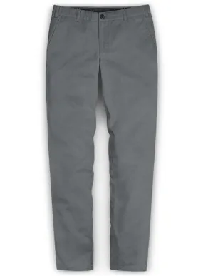 Washed Gray Feather Cotton Canvas Stretch Chino Pants