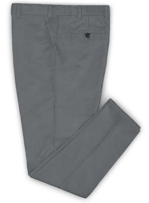 Washed Gray Feather Cotton Canvas Stretch Chino Pants