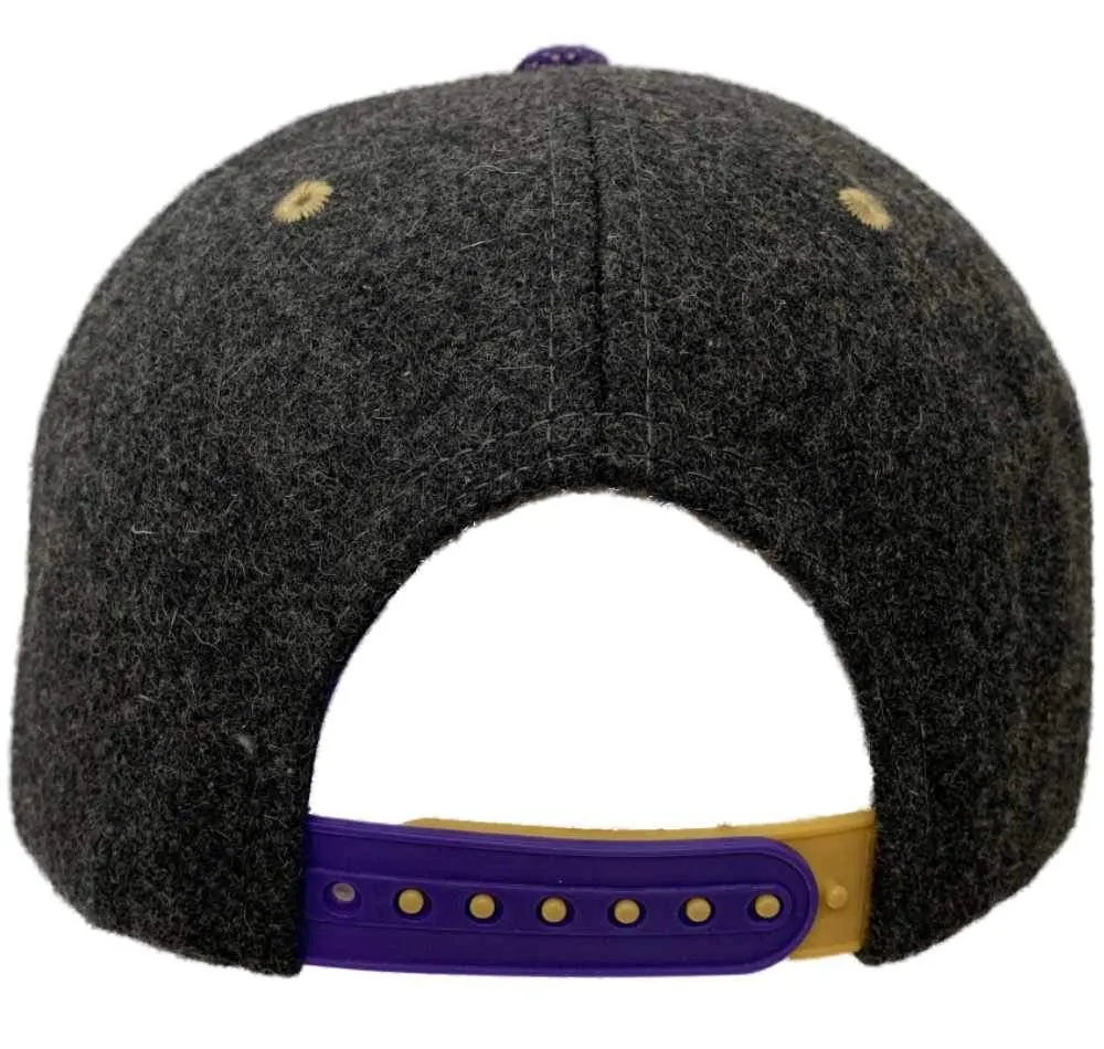 Washington Huskies Zephyr Charcoal Gray Wool & Knit Logo Flat Bill Adj. Hat Cap