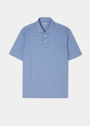 Waterbeach Striped Polo Shirt In Mid Blue - Sports Fit