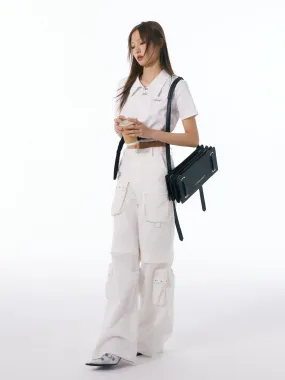 WESAME LAB WHITE WASHED WIDE-LEG PANTS