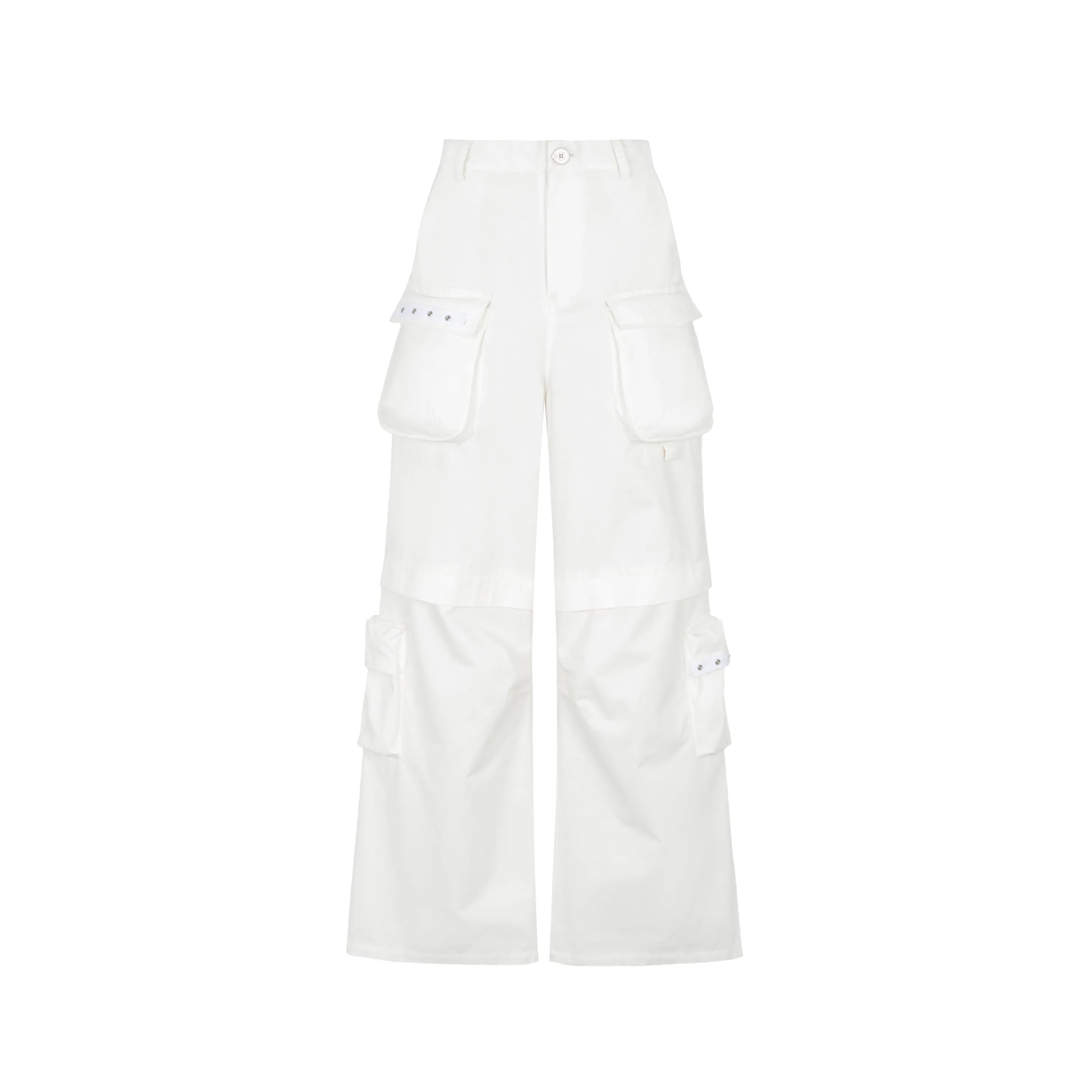 WESAME LAB WHITE WASHED WIDE-LEG PANTS