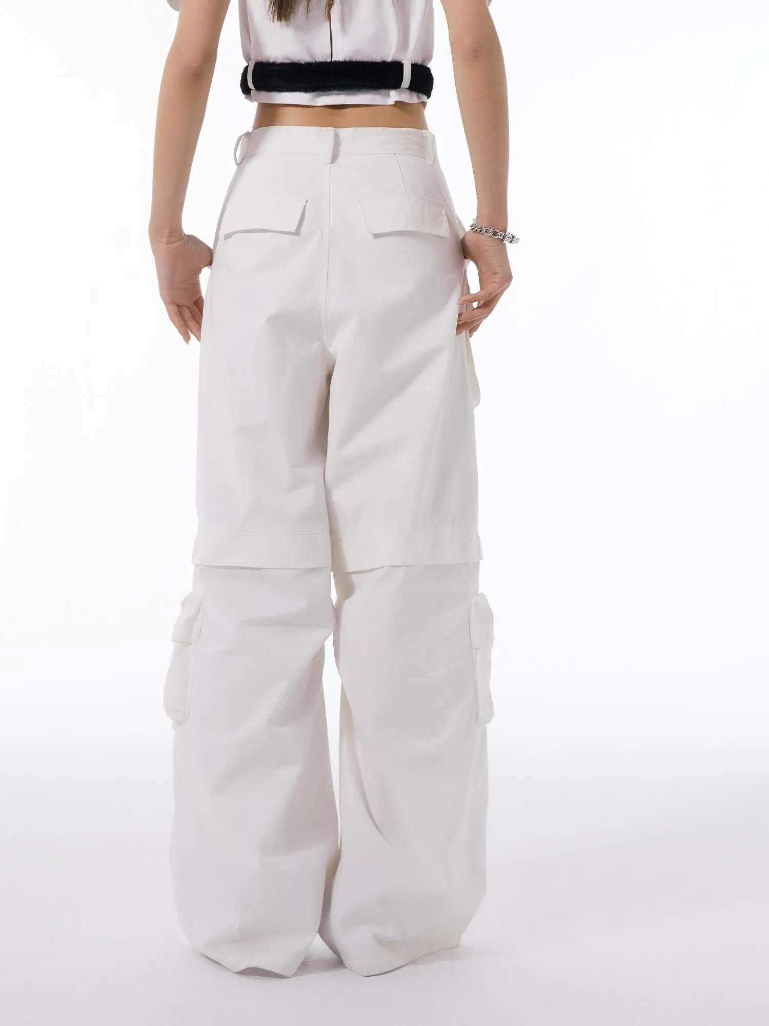 WESAME LAB WHITE WASHED WIDE-LEG PANTS