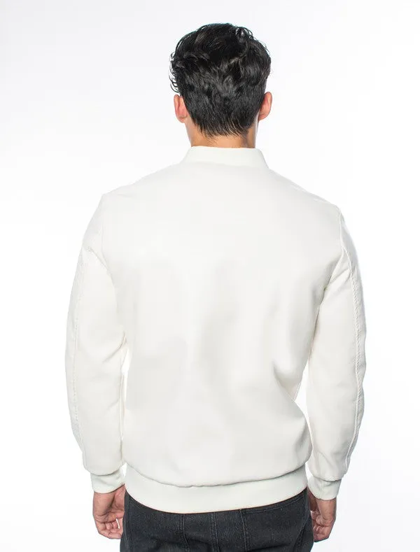 White Men's Fancy Pleather Jacket