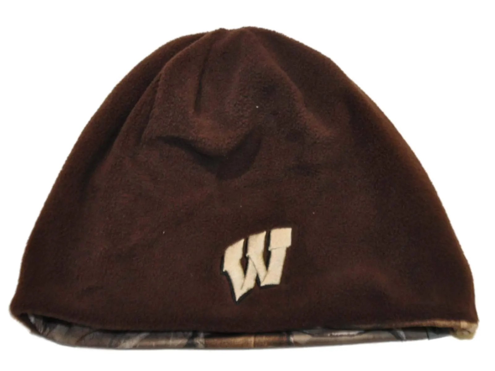 Wisconsin Badgers TOW Camo Brown Trap 1 Reversible Knit Winter Beanie Hat Cap