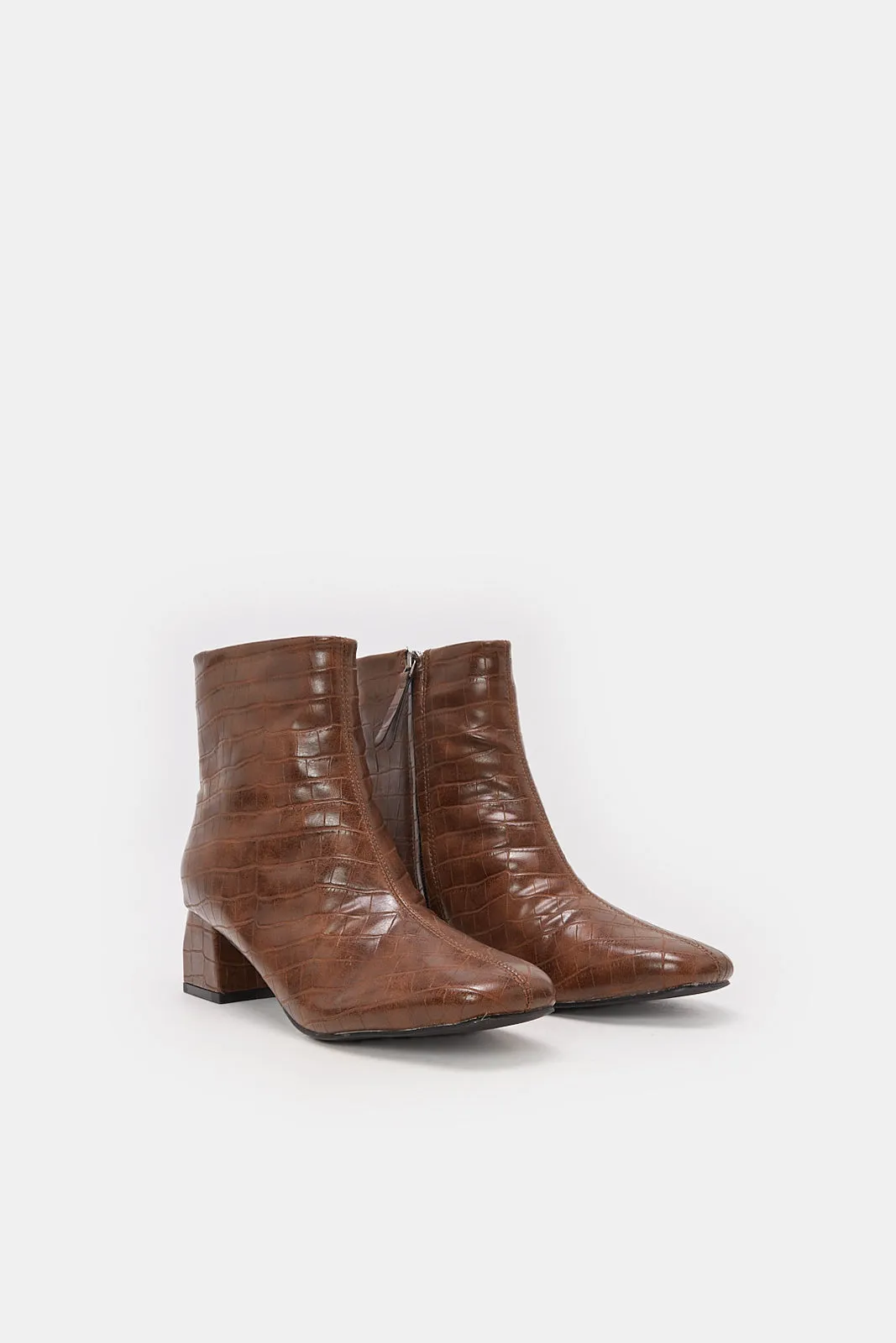 Women Brown Block Heel Boot