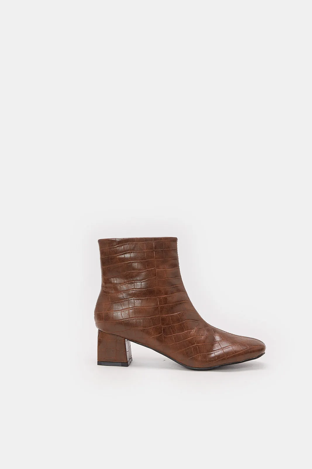 Women Brown Block Heel Boot