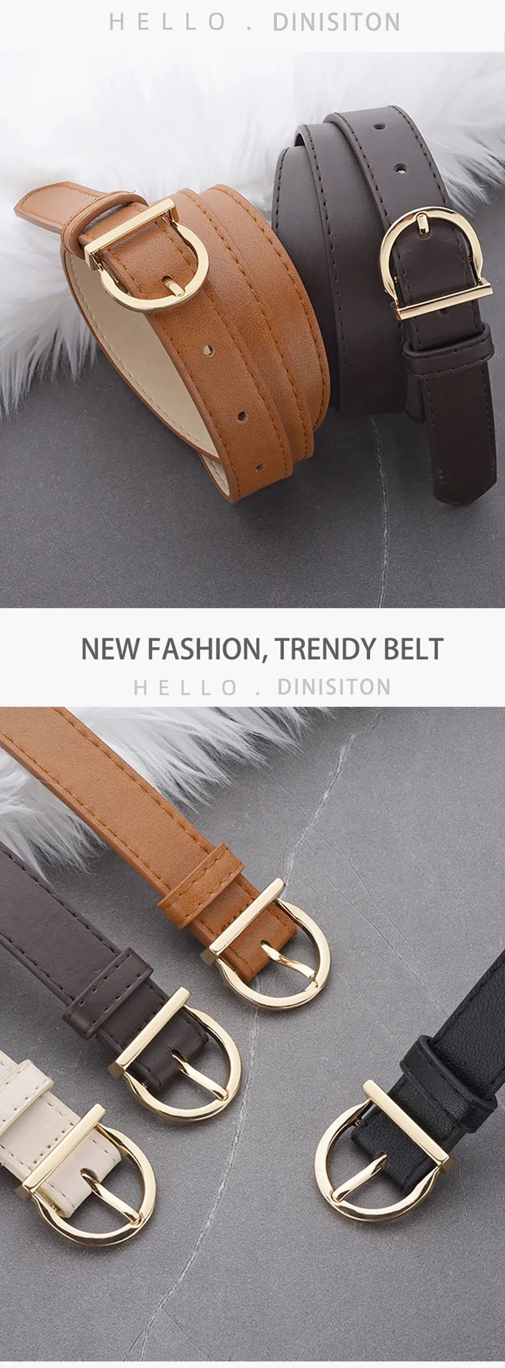 Women's Belt Fashion Pin Buckle Thin Belt Genuine Luxury Soft Belt Women with Cargo Pants Jeans Windproof Belt PU Leather Belt