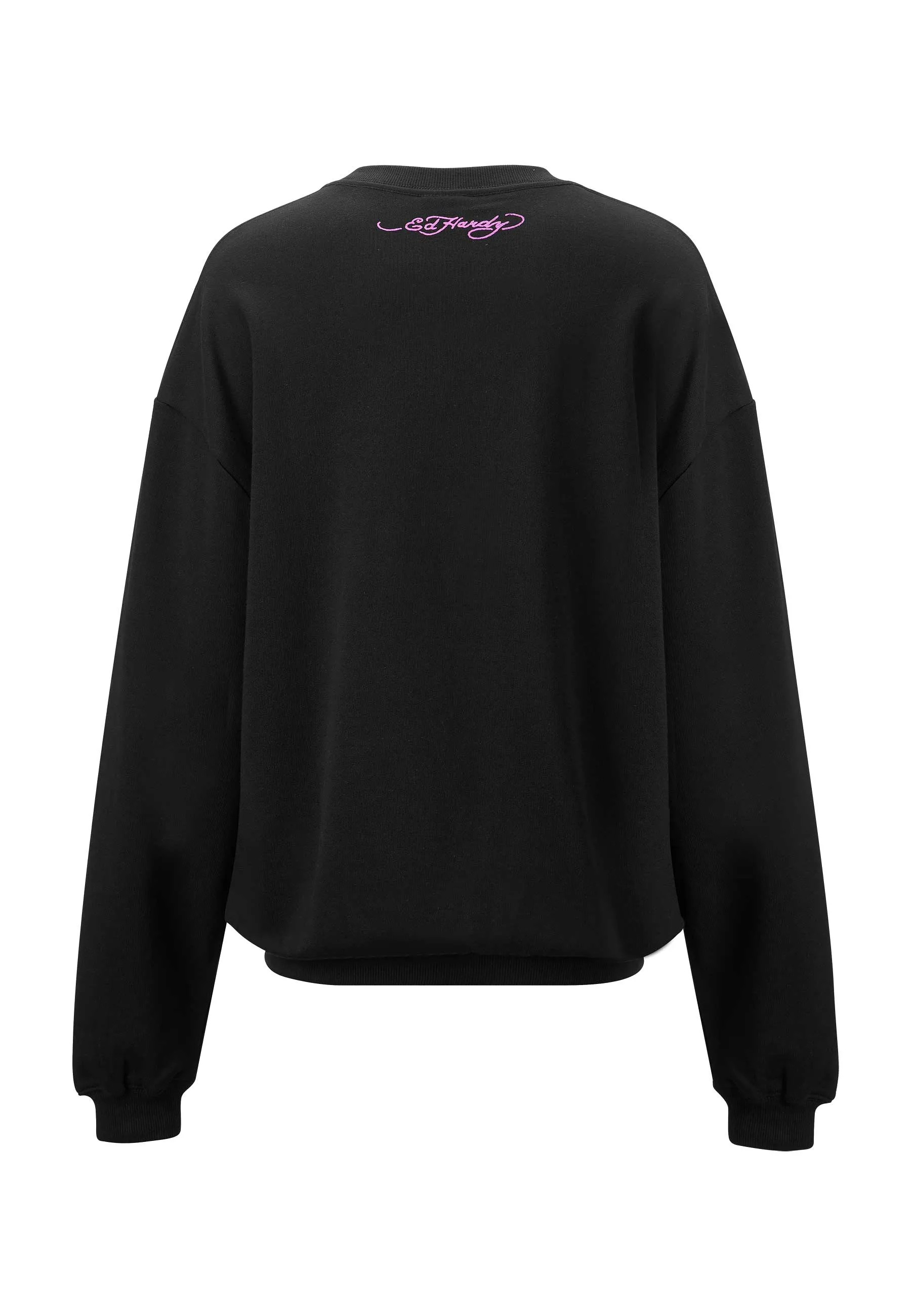 Womens Brave Heart Graphic Relaxed Crew Neck Sweatshirt - Black