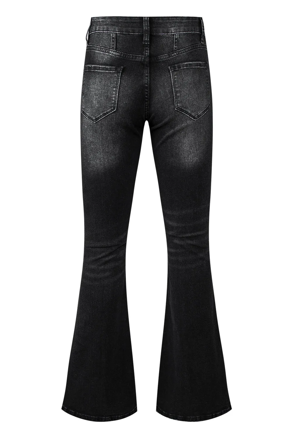 Women's High Waist Flare Jeans Button Fly Seamed Denim Pants