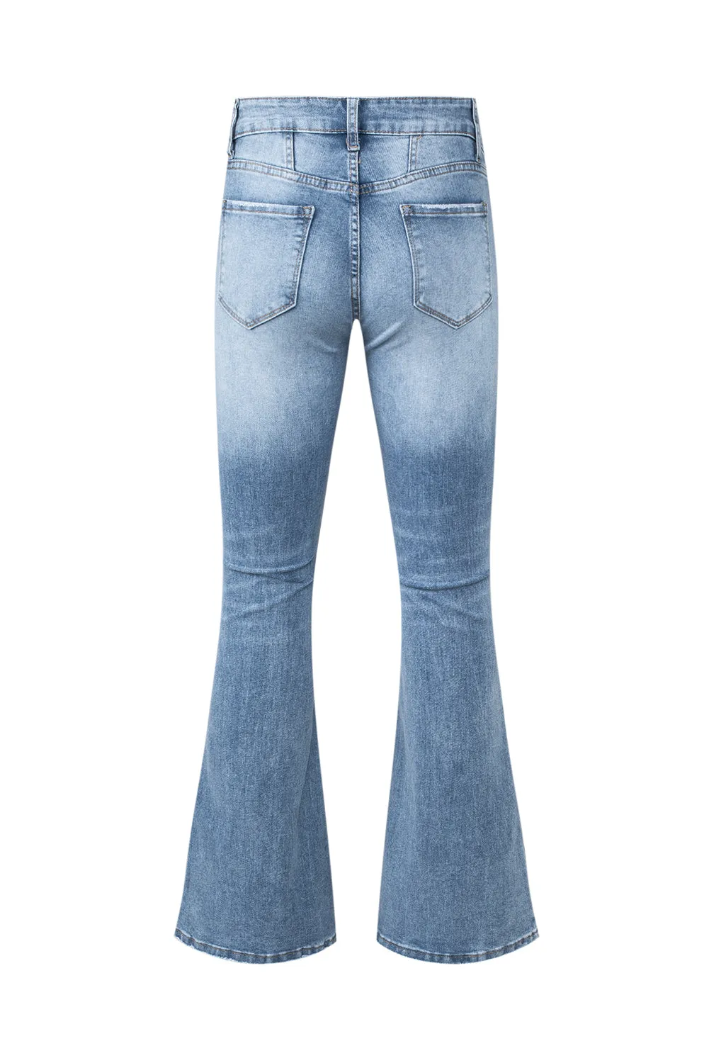 Women's High Waist Flare Jeans Button Fly Seamed Denim Pants