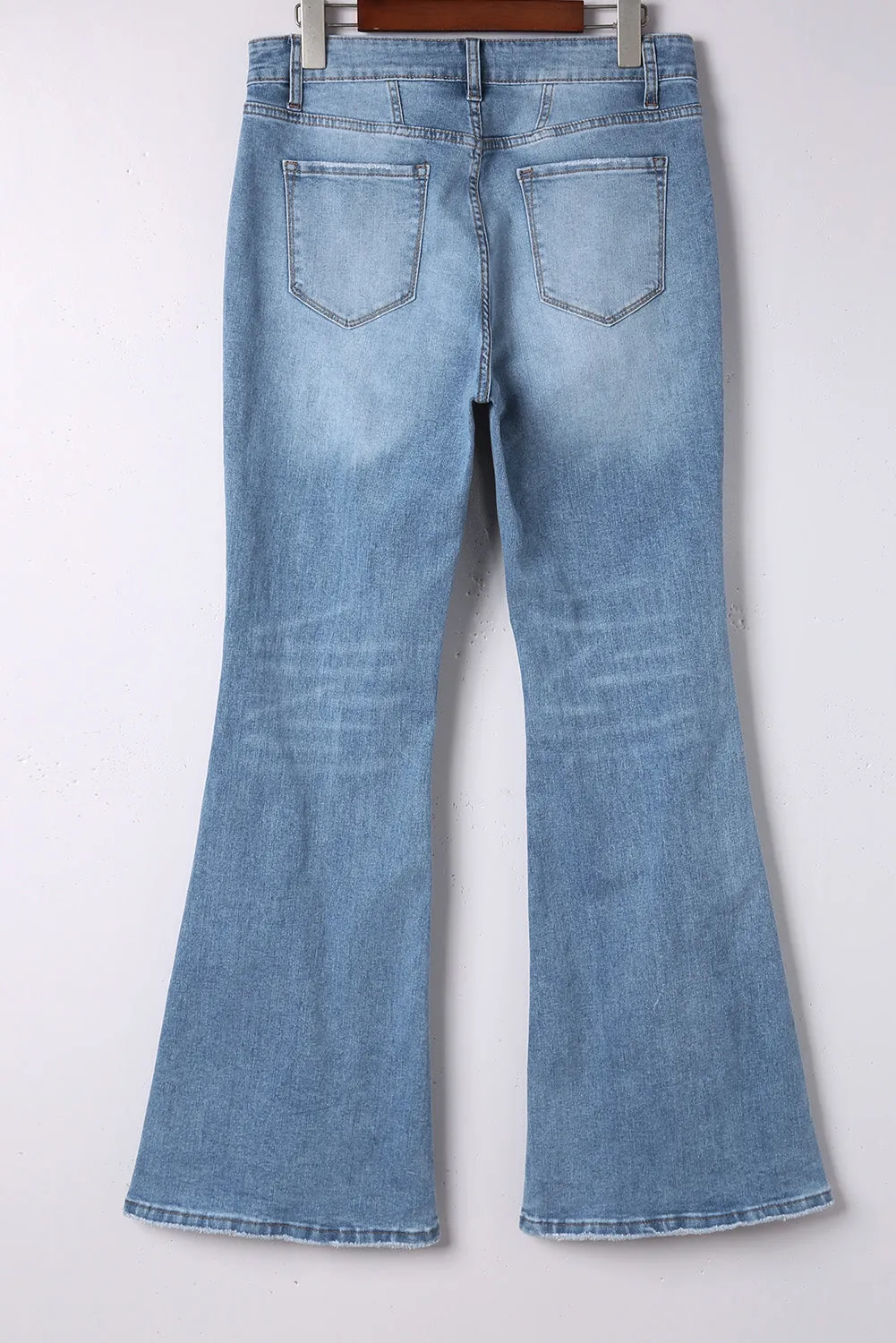 Women's High Waist Flare Jeans Button Fly Seamed Denim Pants