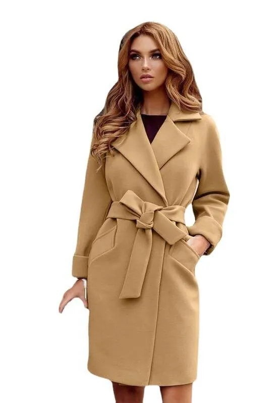 Women's Long Sleeve Woolen Coat