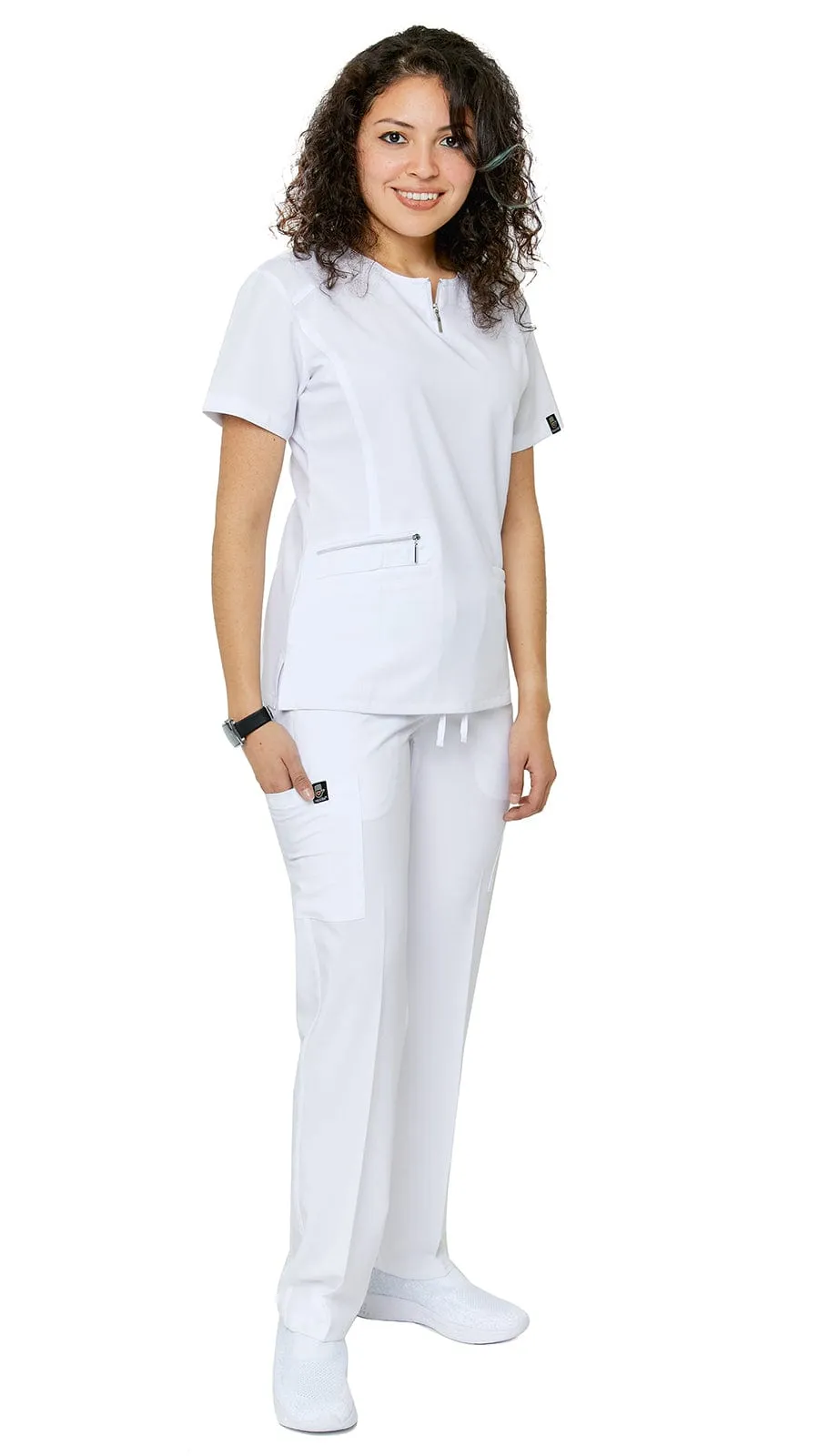 Women's Soft Stretch Silver Zipper Uniform Scrubs - Style ST400