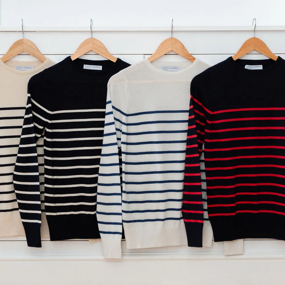 Womens Ultra Fine Cotton Breton Crew Neck Jumper